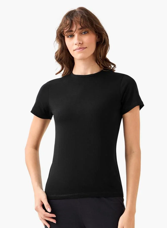 Women's Crew Neck Short Sleeve T-shirt 2-Pack Black