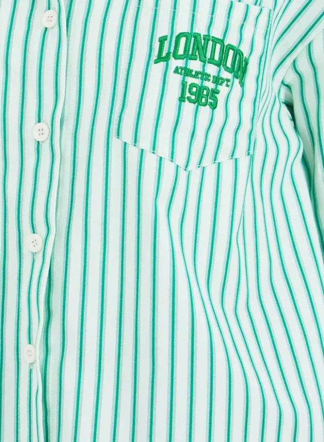 Oversized Striped Spread Collar Shirt – image 4