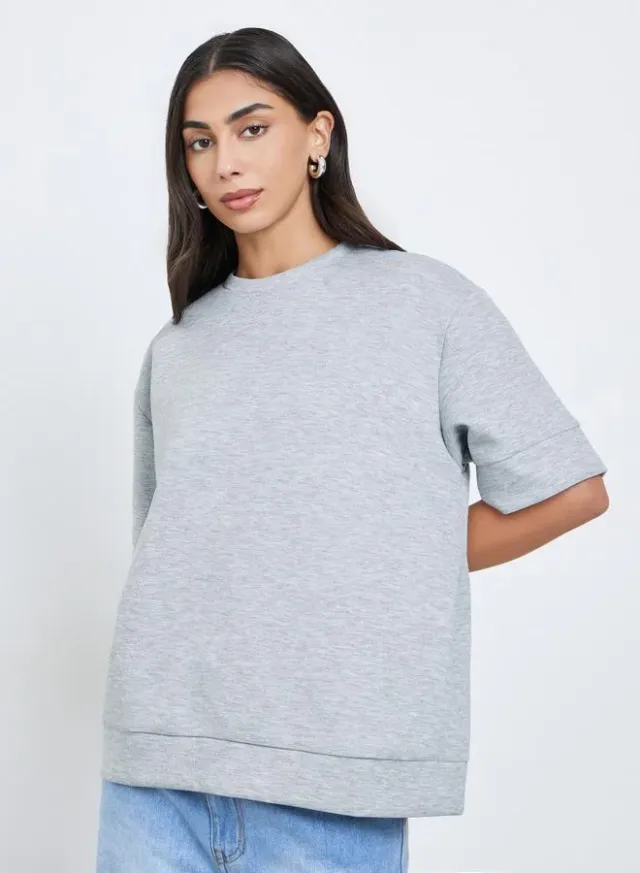 Oversized Round Neck T-Shirt Grey