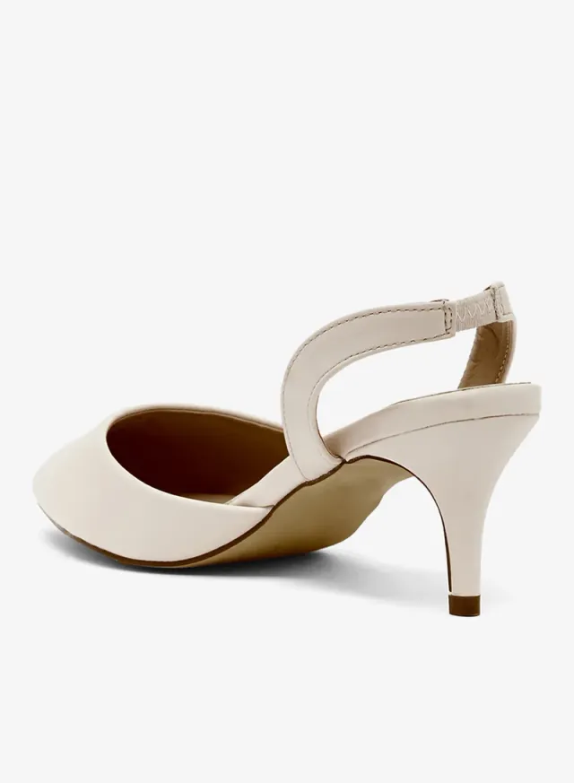 Mid Heel Slingback Pumps Beige – image 3