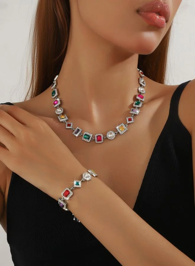 Geometric Necklace and Bracelet Set
