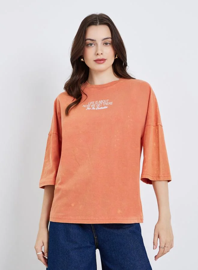 Women's Washed Oversized Cotton T-Shirt Pale Copper