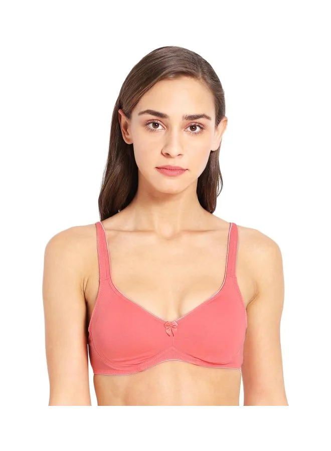 Women's Full Coverage Non-Padded Wirefree Cotton Bra - Light Coral