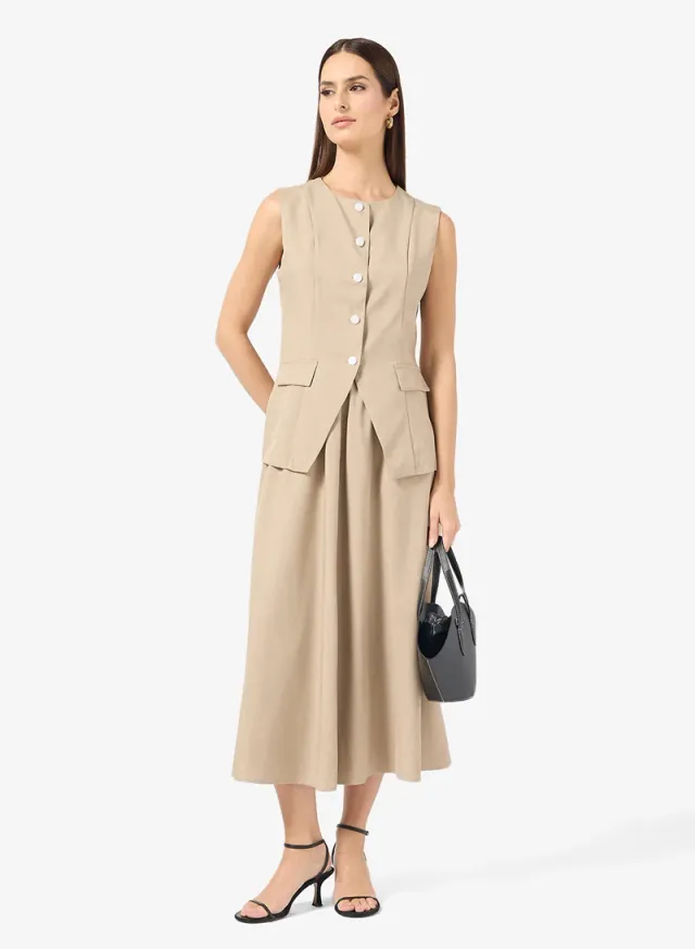 Vest Skirt Set Beige