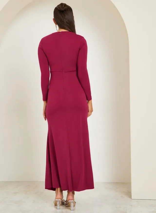 Sequin Patch Maxi Dress Burgundy – image 5