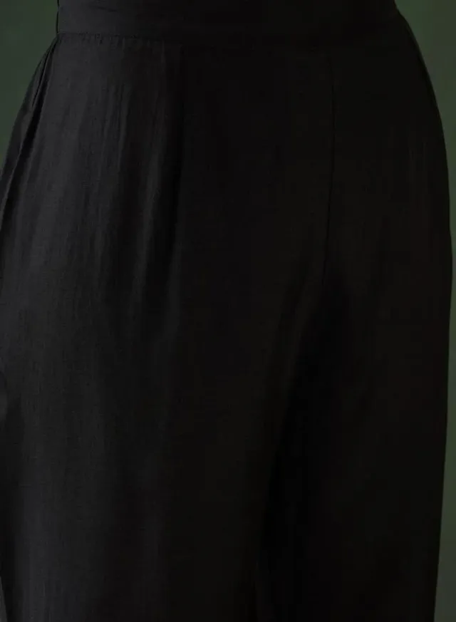 Black Viscose Silk Embellished Tunic Top & Palazzo Set – image 7
