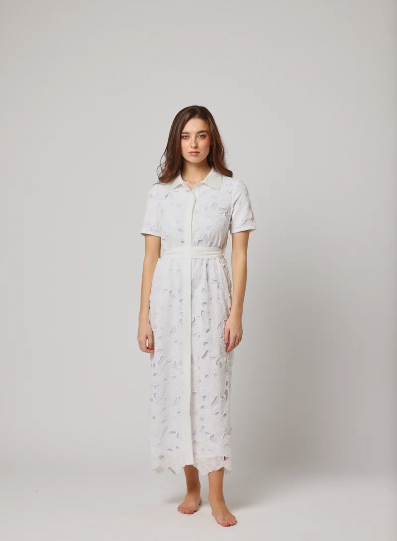 Lace Button-Front Dress