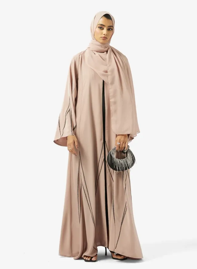Beige Embroidered Abaya & Sheila Set for Ramadan - Hayas Closet – image 5