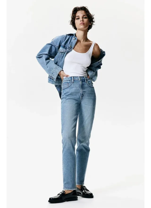 High-Rise Slim Straight Ankle Jeans