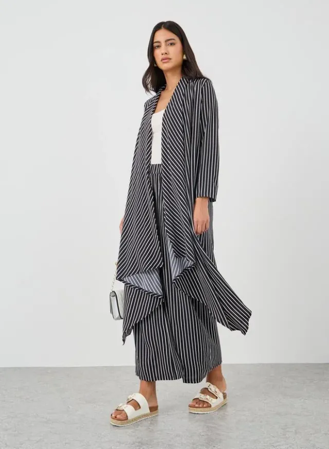 Striped Kimono & Wide Leg Pants Set