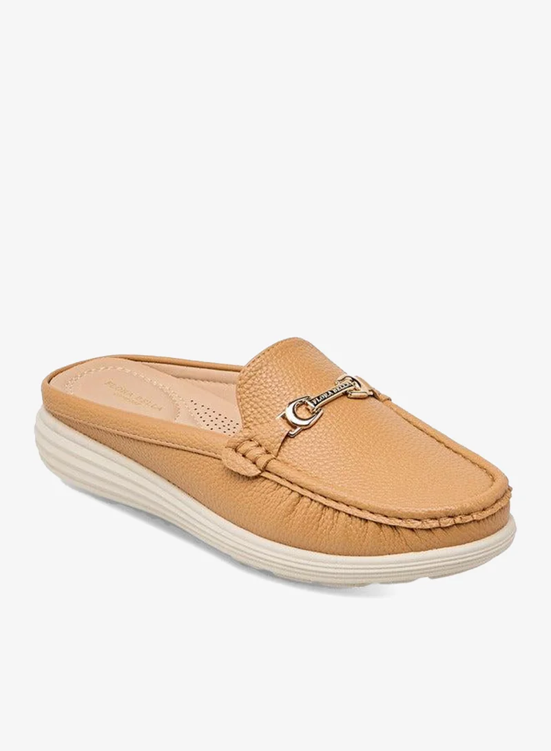Metal Accent Slip-On Mules Tan