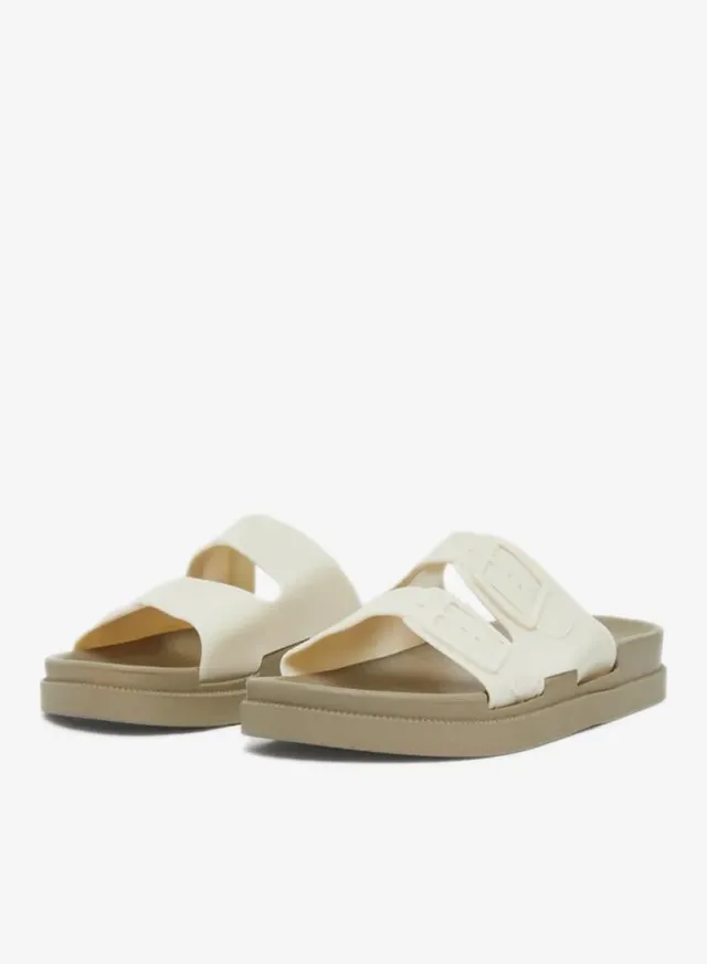 Buckle Detail Slides Beige – image 2