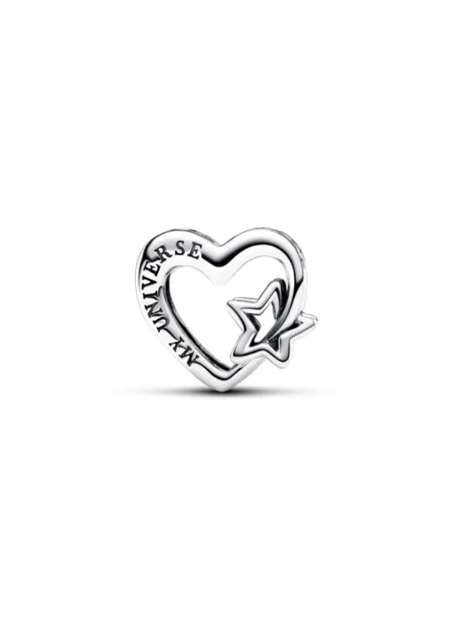 Sterling Silver Openwork Heart & Star Charm (925) – image 2