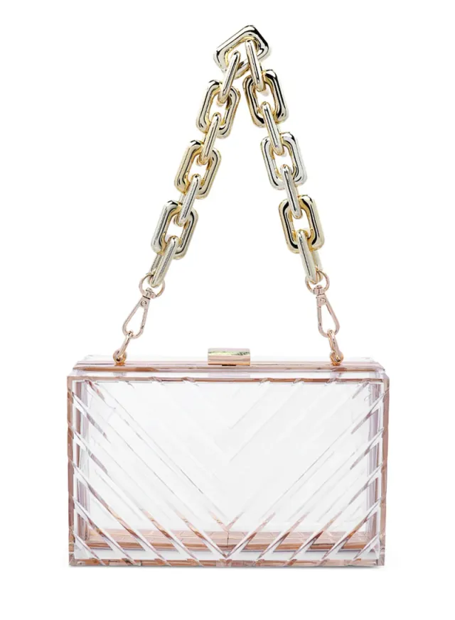 Chevron Transparent Clutch Bag Black – image 2