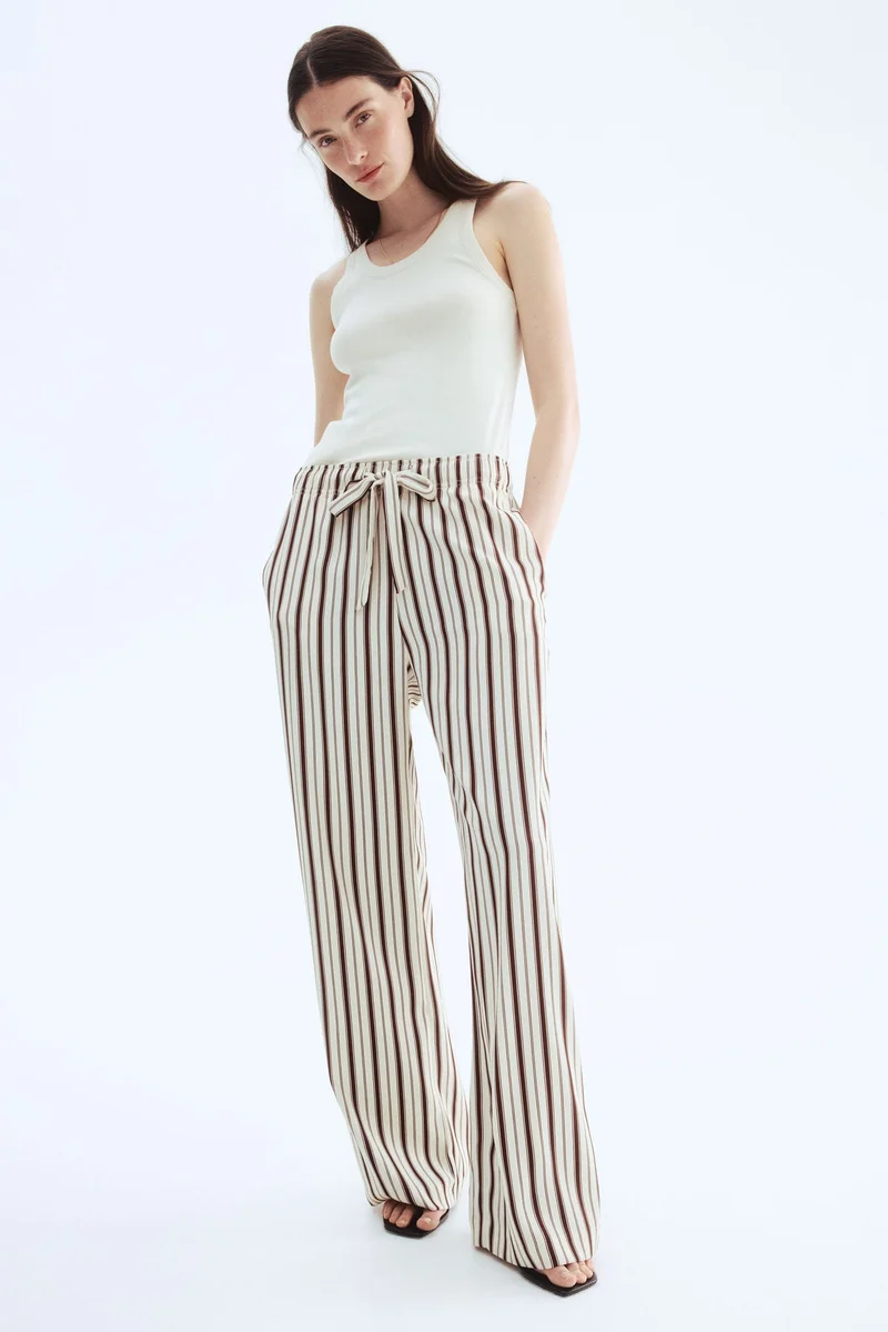 Drawstring Twill Pants Beige