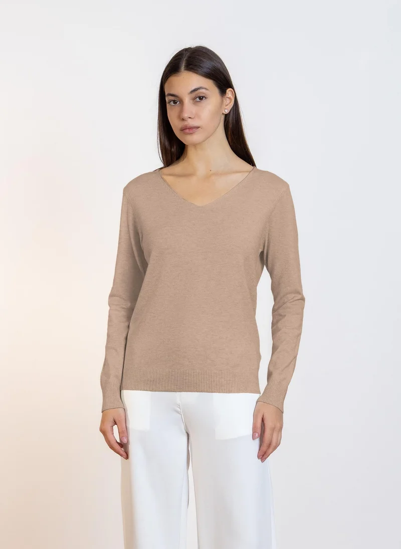 Plain Knit Jumper Beige