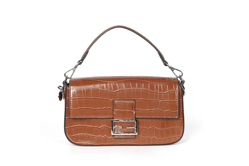 Croc-Embossed Baguette Purse