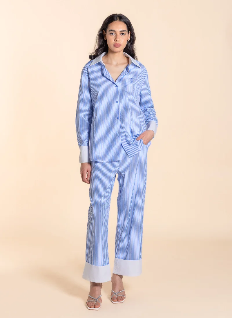 Striped Shirt Set Blue