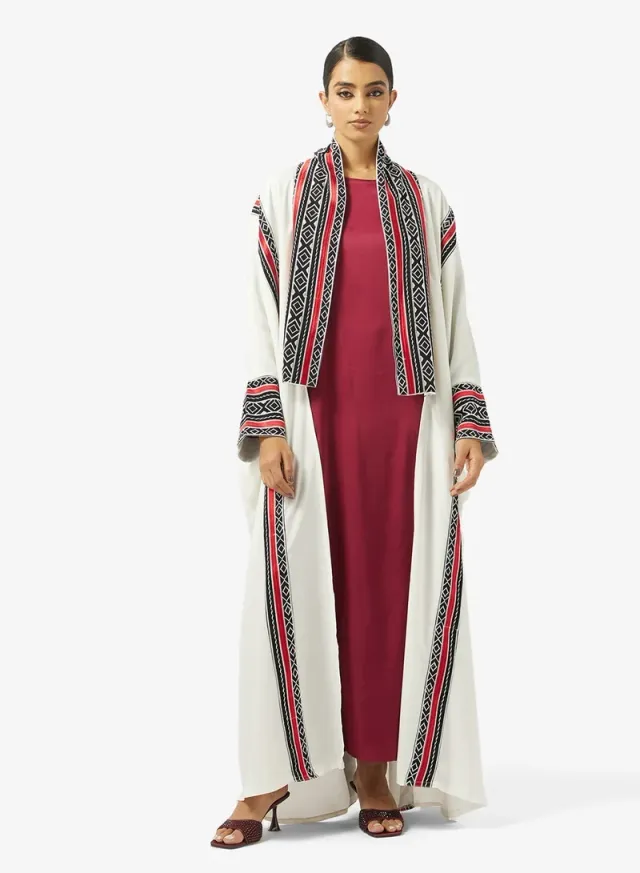 Embroidered Open Abaya Set
