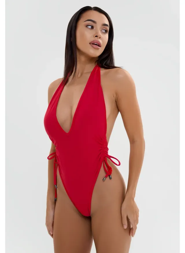 Deep V-Neck Halter Monokini with Adjustable Side Ties for Women – image 4
