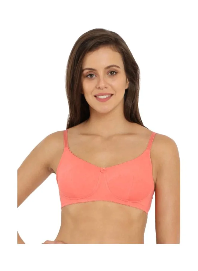 1615 Women's Cotton Full Coverage Wirefree Bra - Light Coral