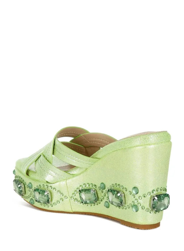 Chunky Rhinestone Cut-Out Sandals Pewter – image 4