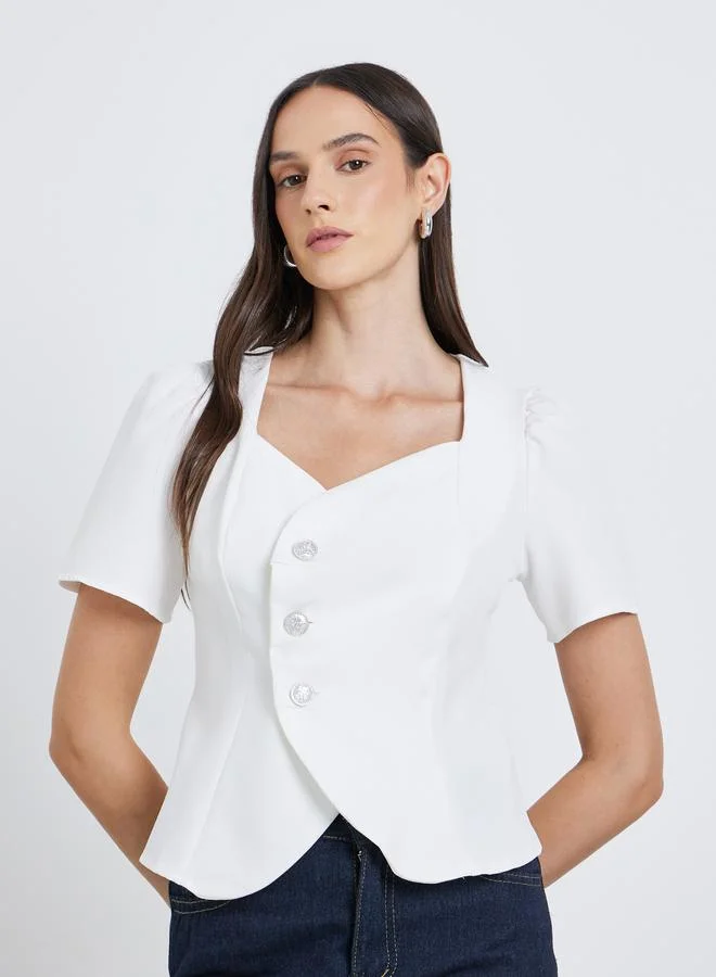 Styli Puff Sleeve Blouse White