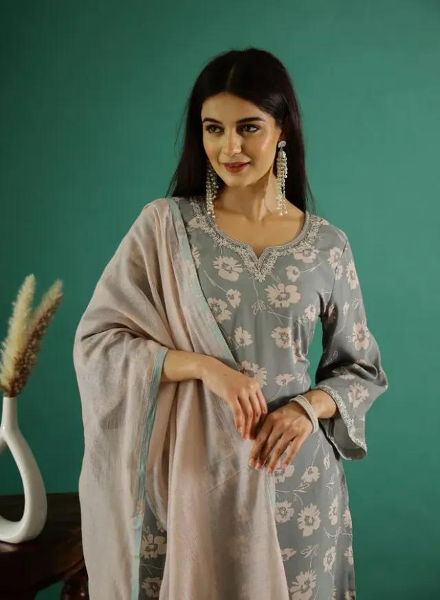 Floral Cotton Kurta Pant Set – image 5