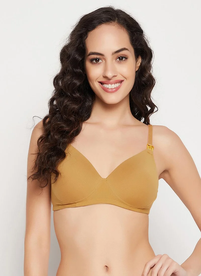 Clovia Cotton Padded Demi Cup Feeding Bra - Nude