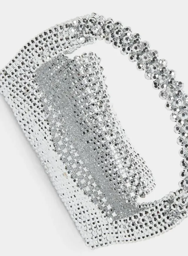 Silver Beaded Acrylic Evening Handbag for Women – image 5