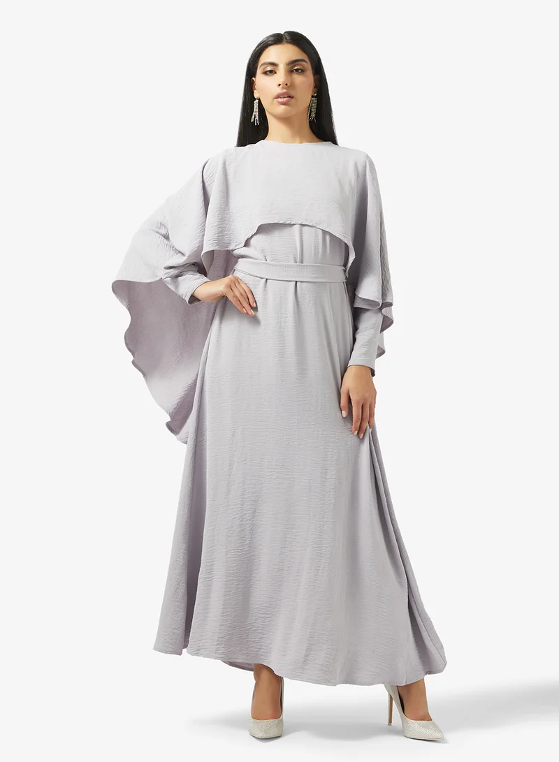 Cape Dress Light Gray