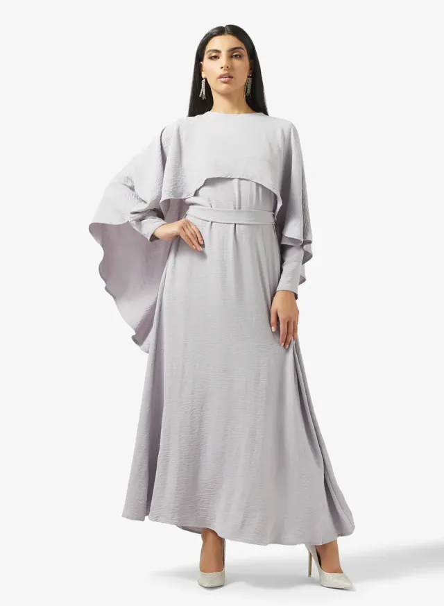 Cape Dress Light Gray