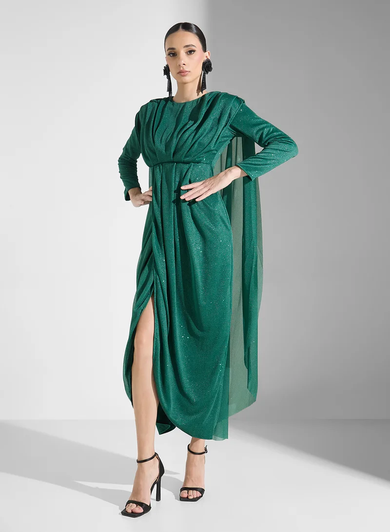 Draped Dress Emerald