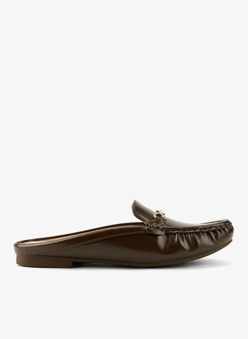 Metallic Accent Mules Olive