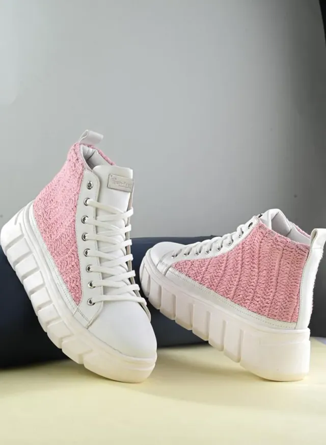 Women's Crochet High Top Lace-Up Sneakers - Fresh Feet – image 2