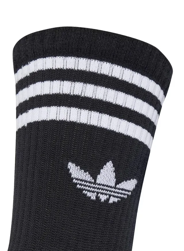 جوارب كرو Adidas Originals 3 خطوط - أبيض، 3 أزواج – صورة 4