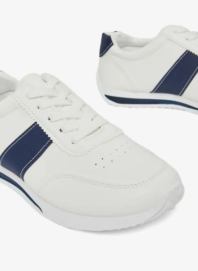 Color Block Lace-Up Sneakers White – image 3