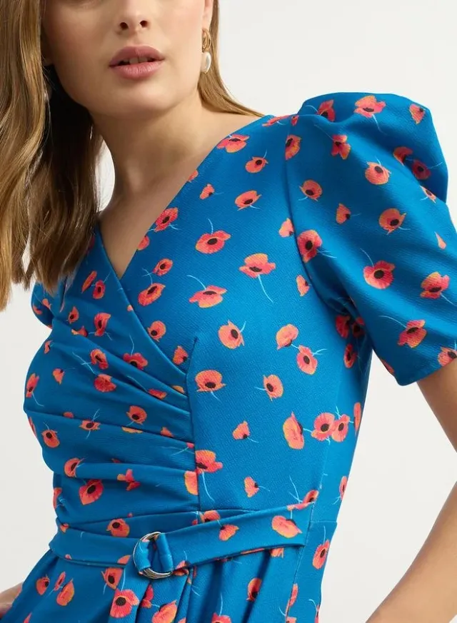 Polyester Midi Dress with Ruched Waist Detail – image 4