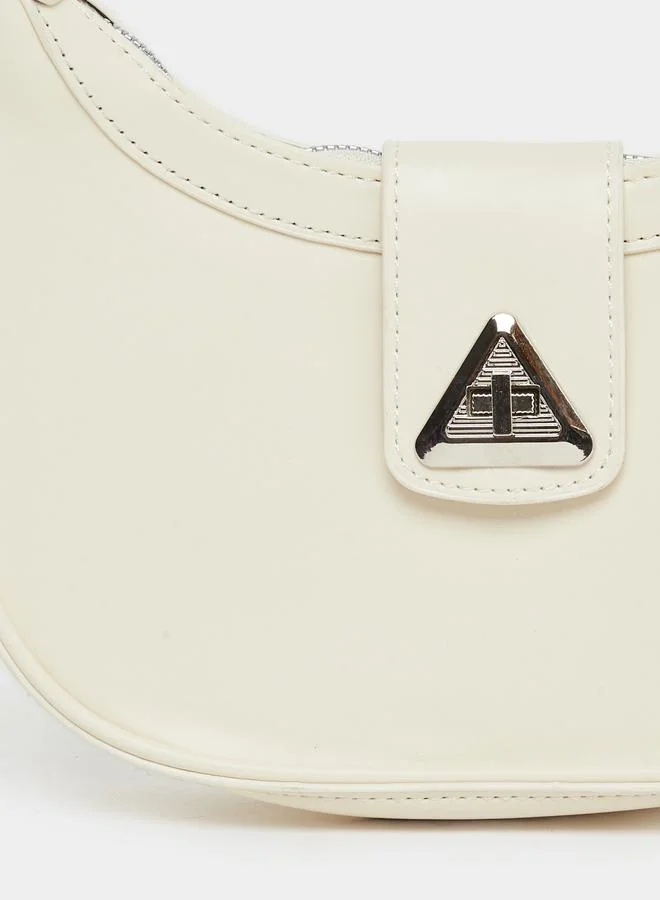Styli Triangle Metal Shoulder Bag with Zip Closure