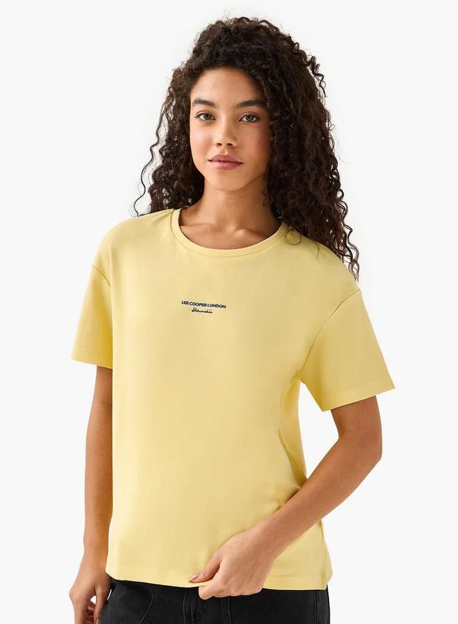 Lee Cooper Logo Print Cotton T-shirt Yellow