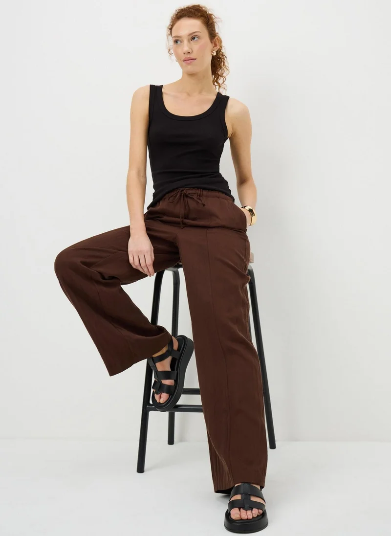 Ribbed Scoop Vest Top Black
