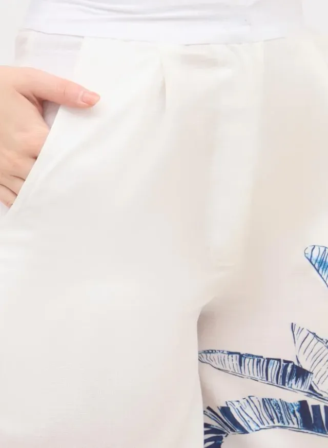 طقم بلوزة كتف واحد وسروال واسع الأرجل مطبوع – صورة 4