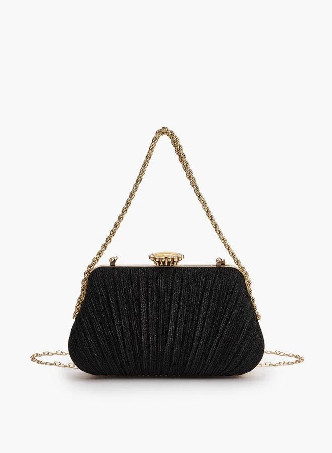 Pleated Clutch With Chain Strap