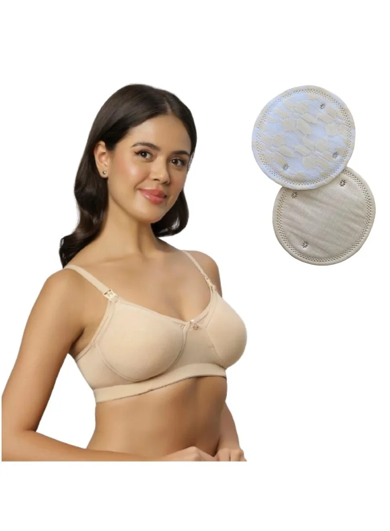 TUMMY Bamboo Cotton Wire-free Bra with Breast Pads Pale Khaki