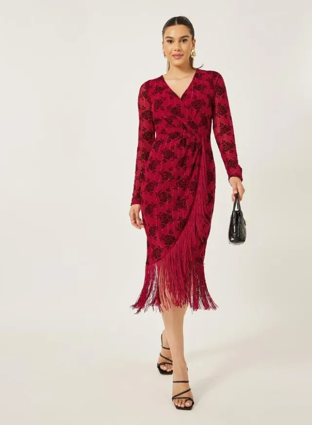 Floral Fringe Dress