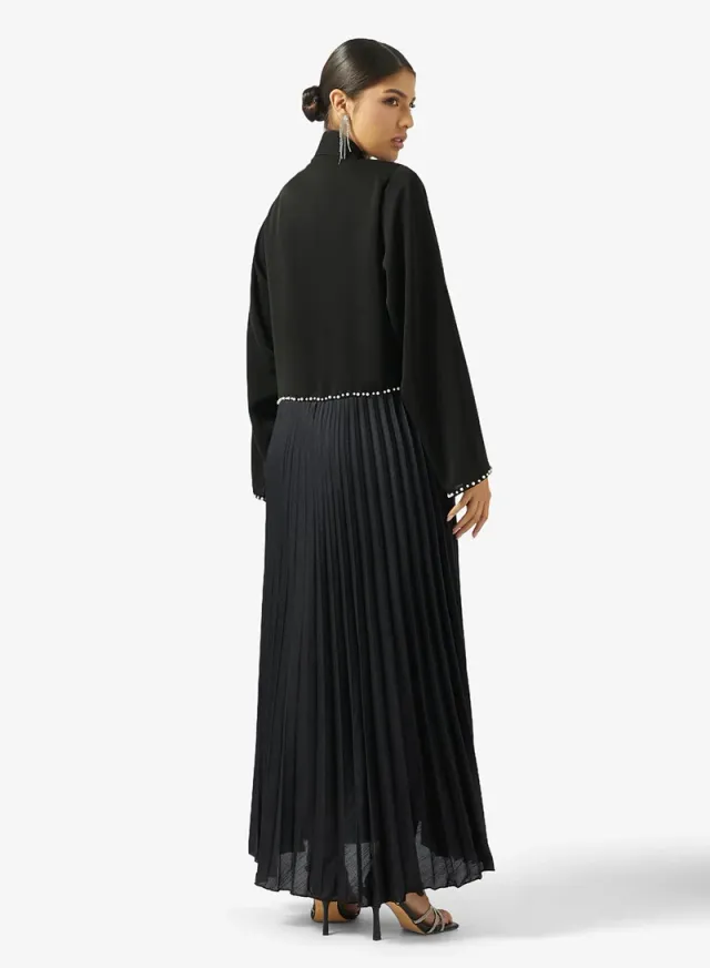 Black Pleated Abaya with Sheila - Ramadan Collection – image 3