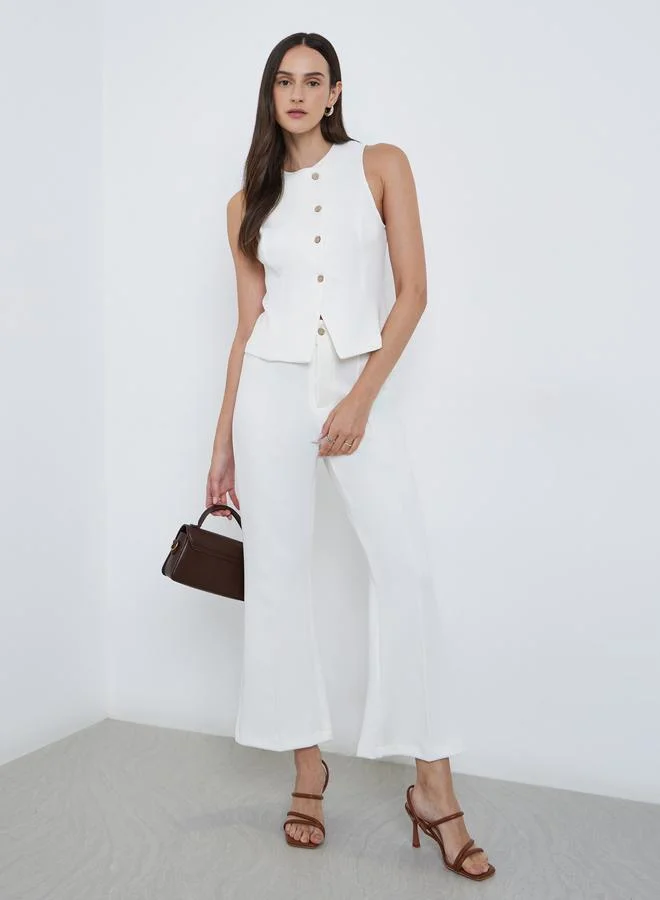 Elegant Wide Leg Trousers Cream
