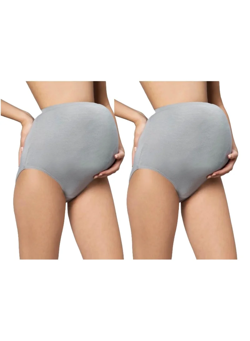 2-Pack High Waist Bamboo Cotton Maternity Panties Grey