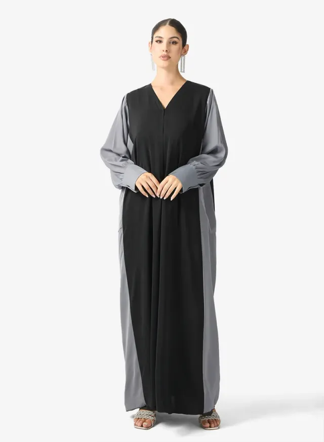 Patterned Border Abaya with Sheila