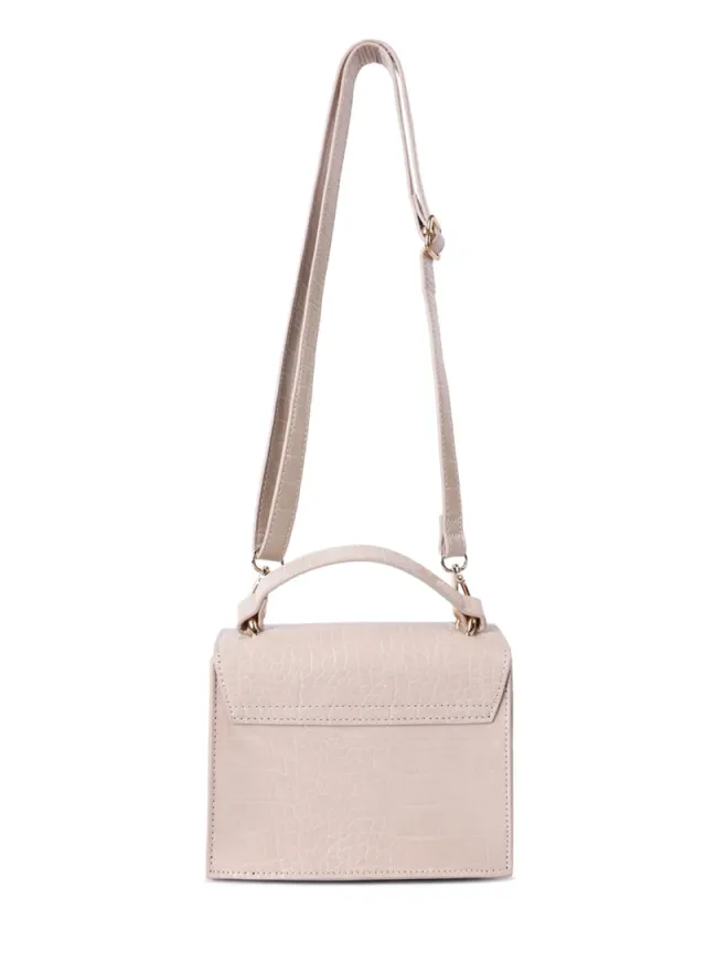 Nude Mini Crossbody Bag with Croc Texture and Adjustable Strap – image 4